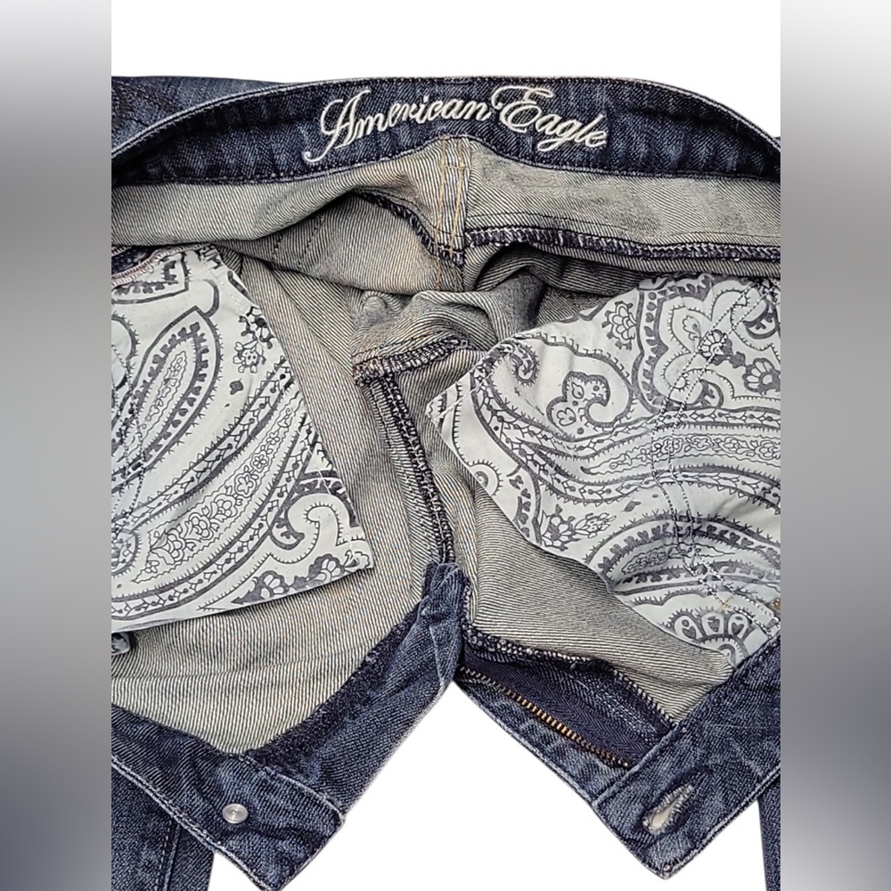 Y2K American Eagle Women Dark Wash Denim True Boot Size 16 Mid Rise Preowned - Picture 12 of 13